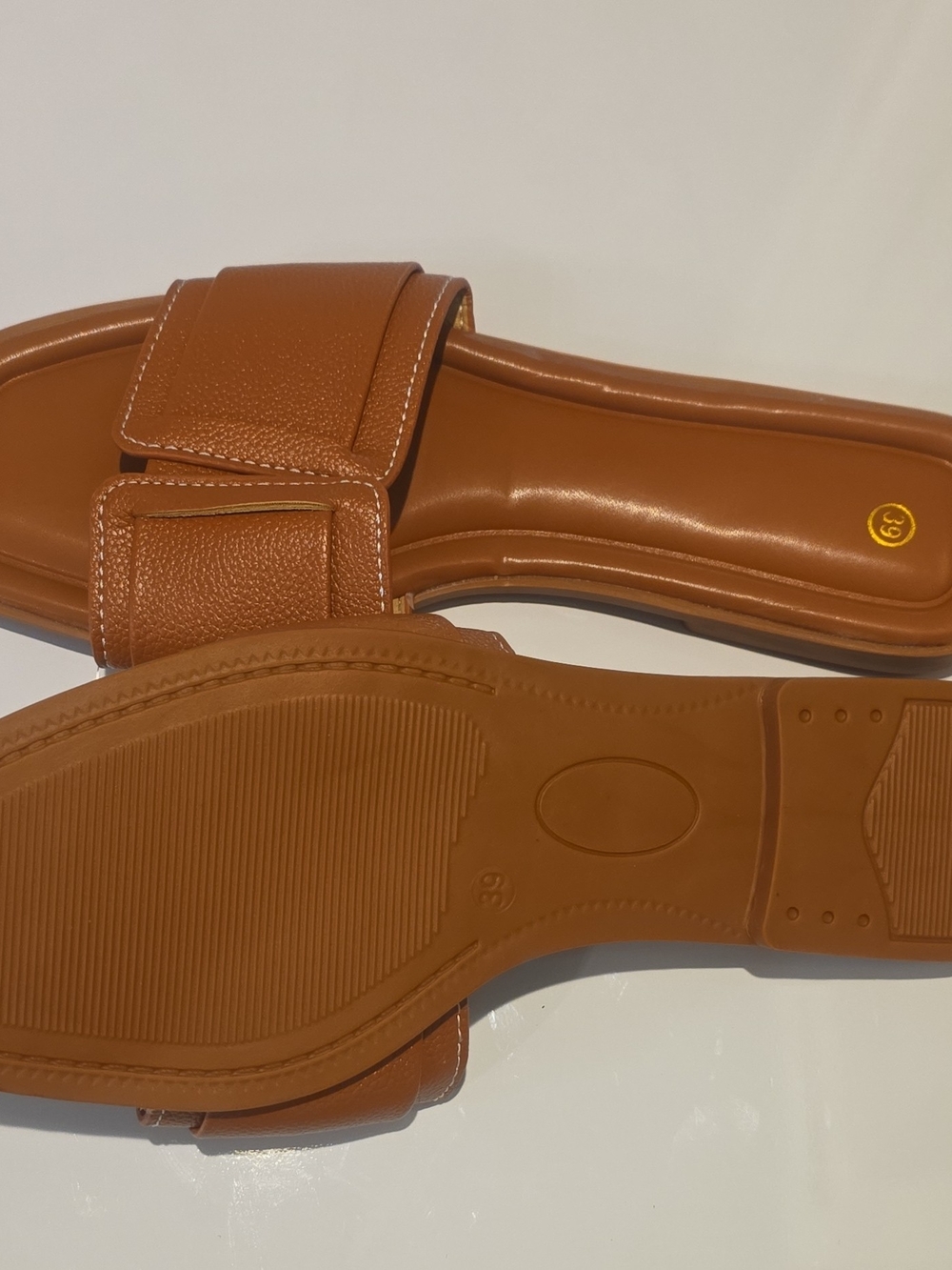 Women's Tan Slide Sandals